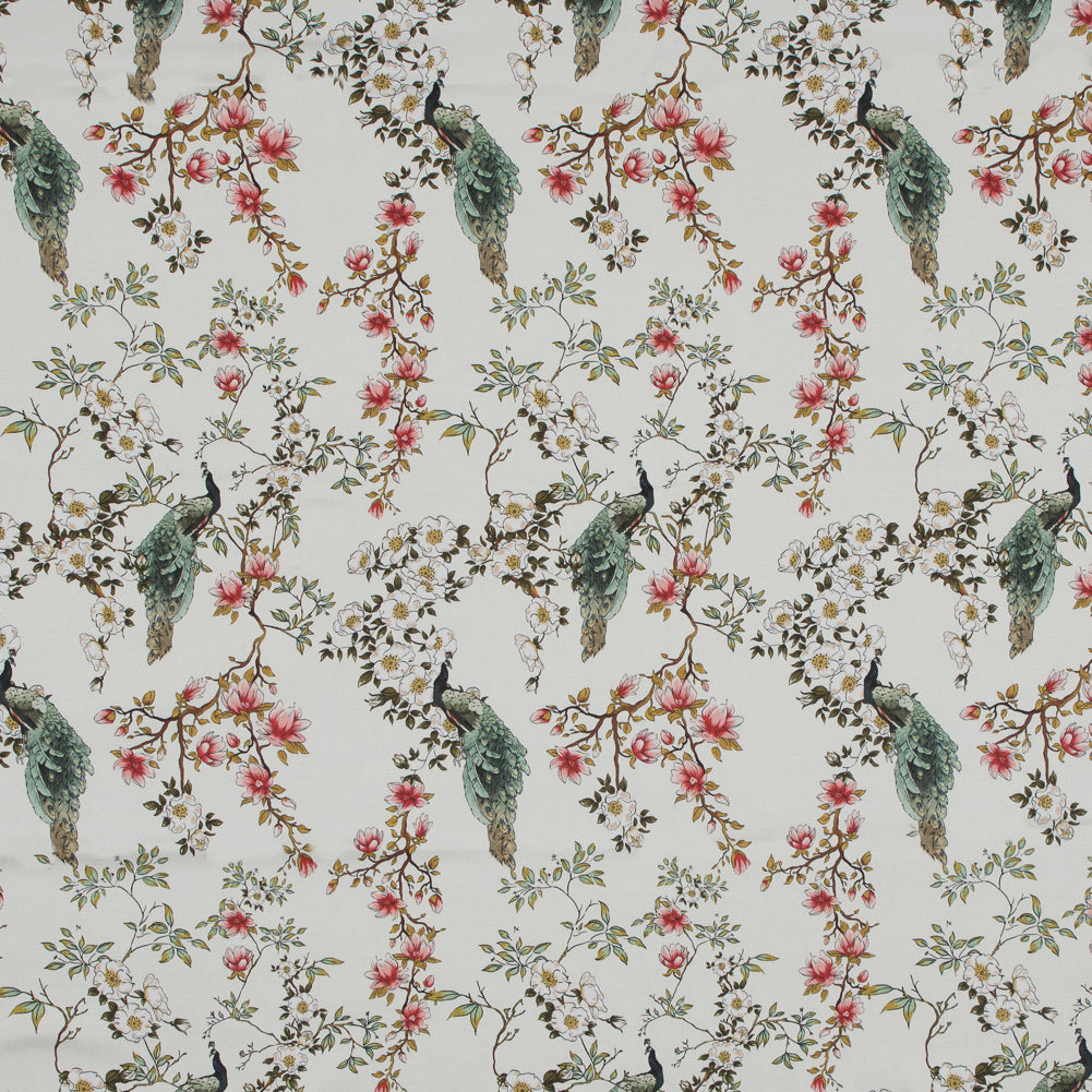Stretch Cotton Sateen - White Floral - Dignity of Enlightenment Print - Mood Exclusive Key Largo Collection - Joann Fabrics
