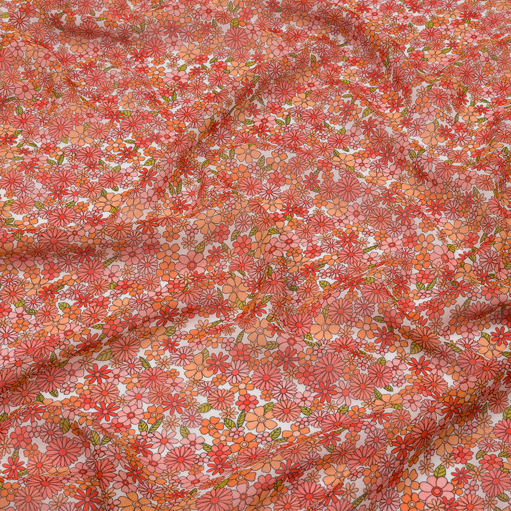 Viscose Georgette - Orange Floral - Strawberry Fields Print - Mood Exclusive Secret Garden Collection - Joann Fabrics