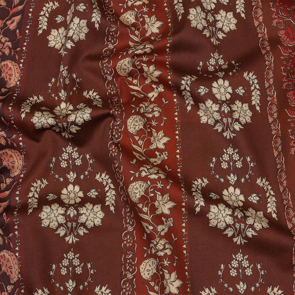 Stretch Cotton Sateen - Burgundy Floral Stripes - Garden Paths Print - Mood Exclusive Rockland Collection - Joann Fabrics
