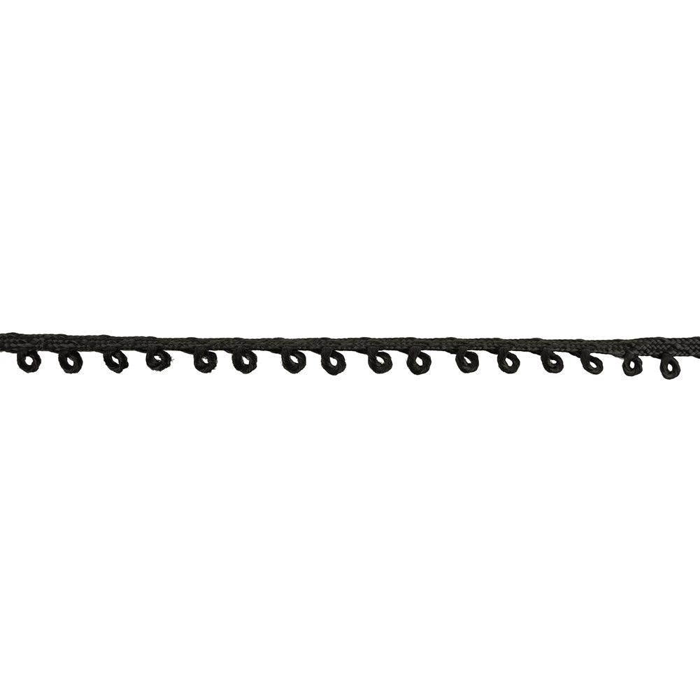 Permanent Black Picot Edged Cotton Blend Braided Trim - 0.1875