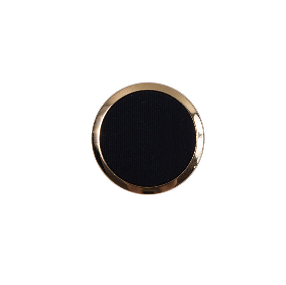 Italian Black and Gold Plastic Shank-Back Button - 24L/15mm - Joann Fabrics