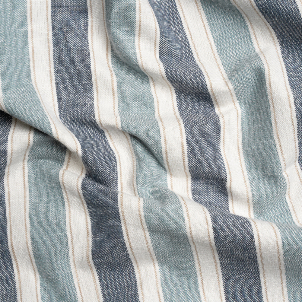 Slubbed Cotton Blend Woven - Denim Wide Stripes - British Imported - Joann Fabrics