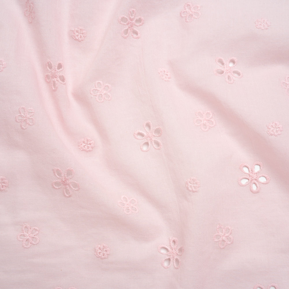 Embroidered Eyelet Cotton Voile - Baby Pink Floating Flowers - Naomi Collection - Joann Fabrics