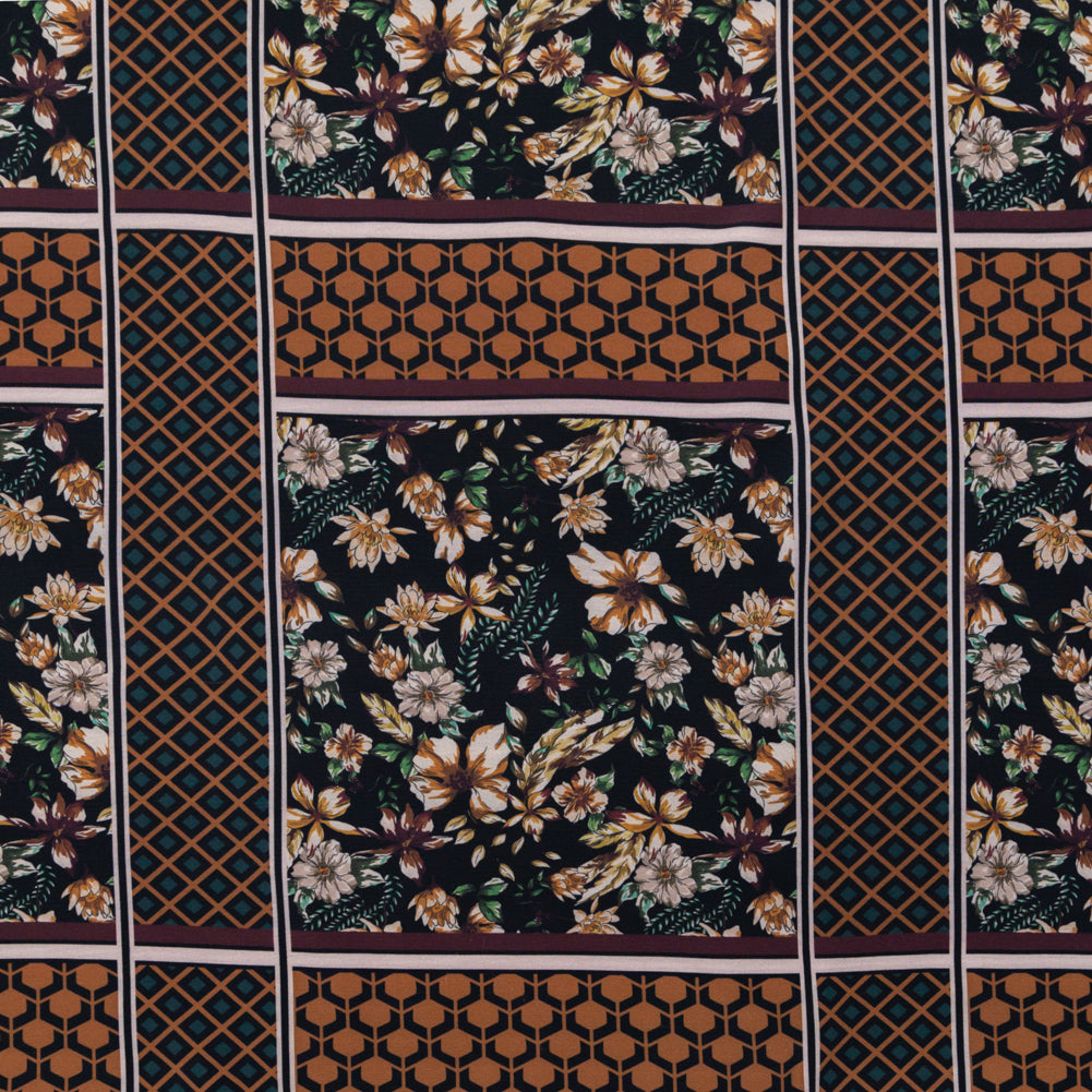 Stretch Polyester Crepe - Lattice Checks and Florals - Cidermaker's Window Print - Mood Exclusive Harvest Collection - Joann Fabrics