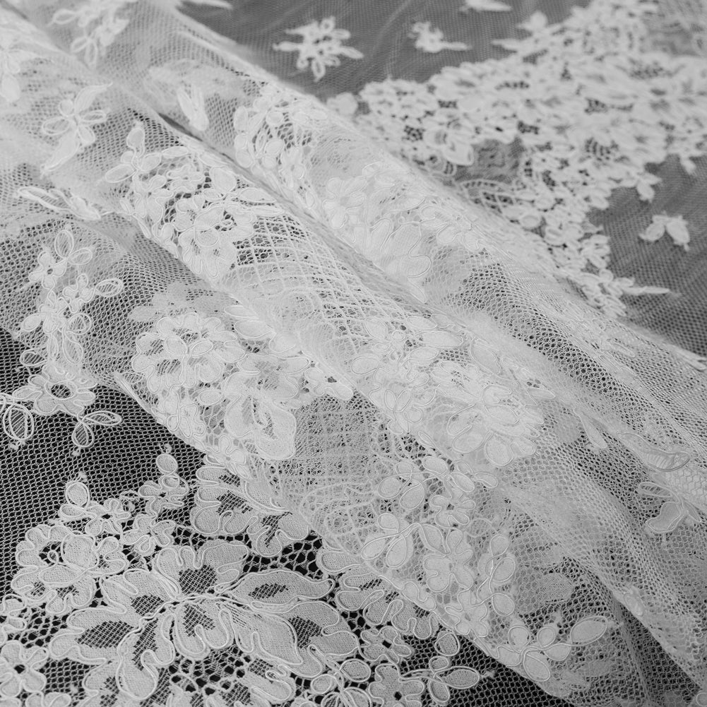 Fancy Corded Lace with Scalloped Eyelash Edges - White Floral Twists - Joann Fabrics