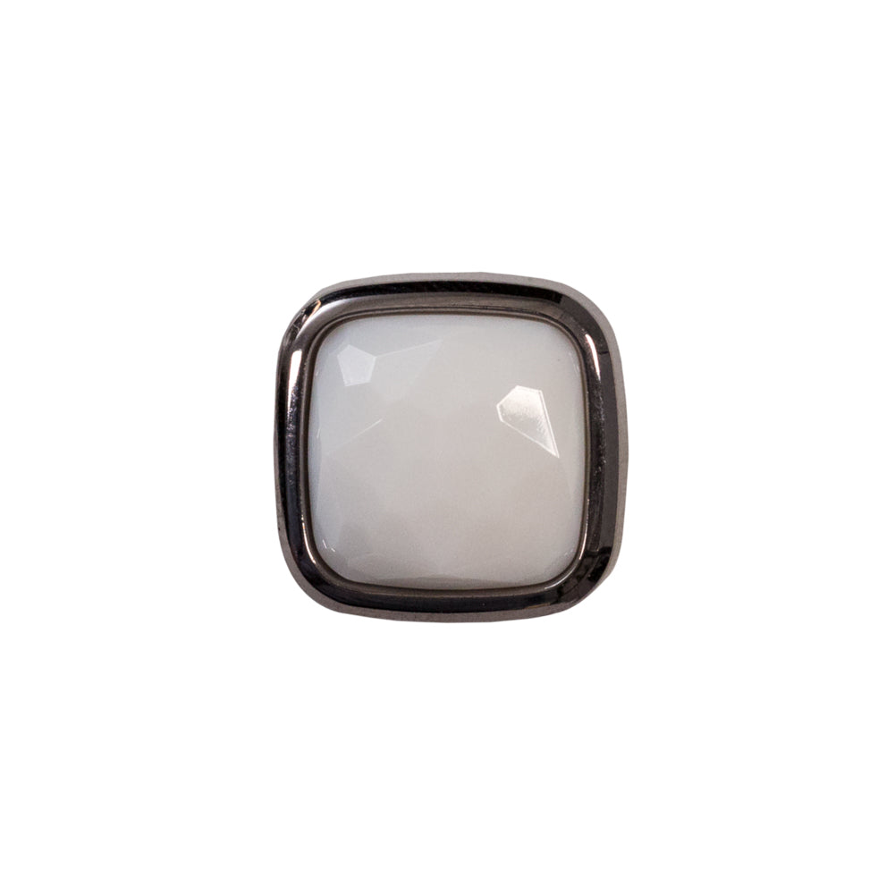 Italian White and Gunmetal 2-Piece Plastic Button - 25L/16mm - Joann Fabrics