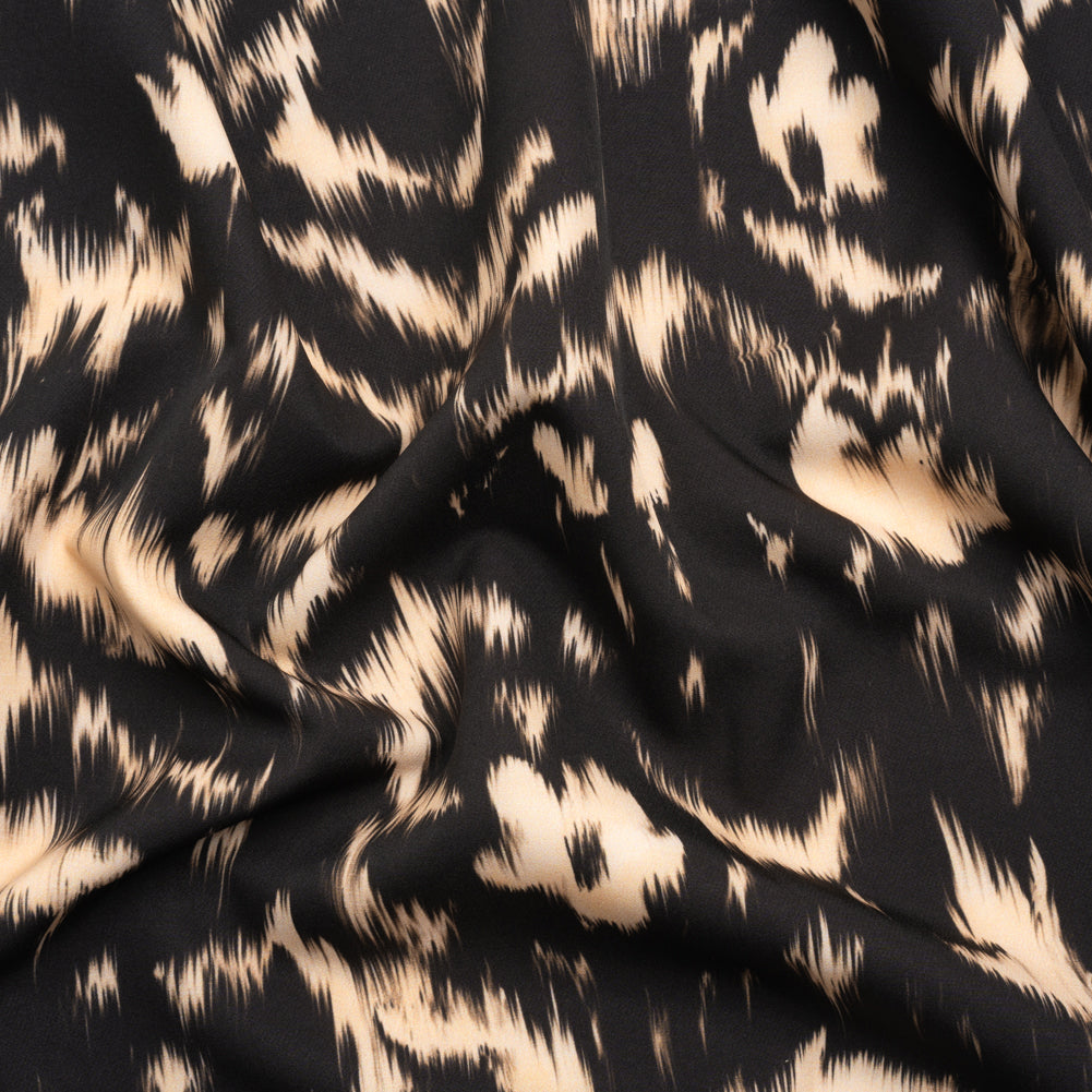 Stretch Polyester Woven Print - Black Floral Ikat - Mood Exclusive Flowers and Felines - Joann Fabrics