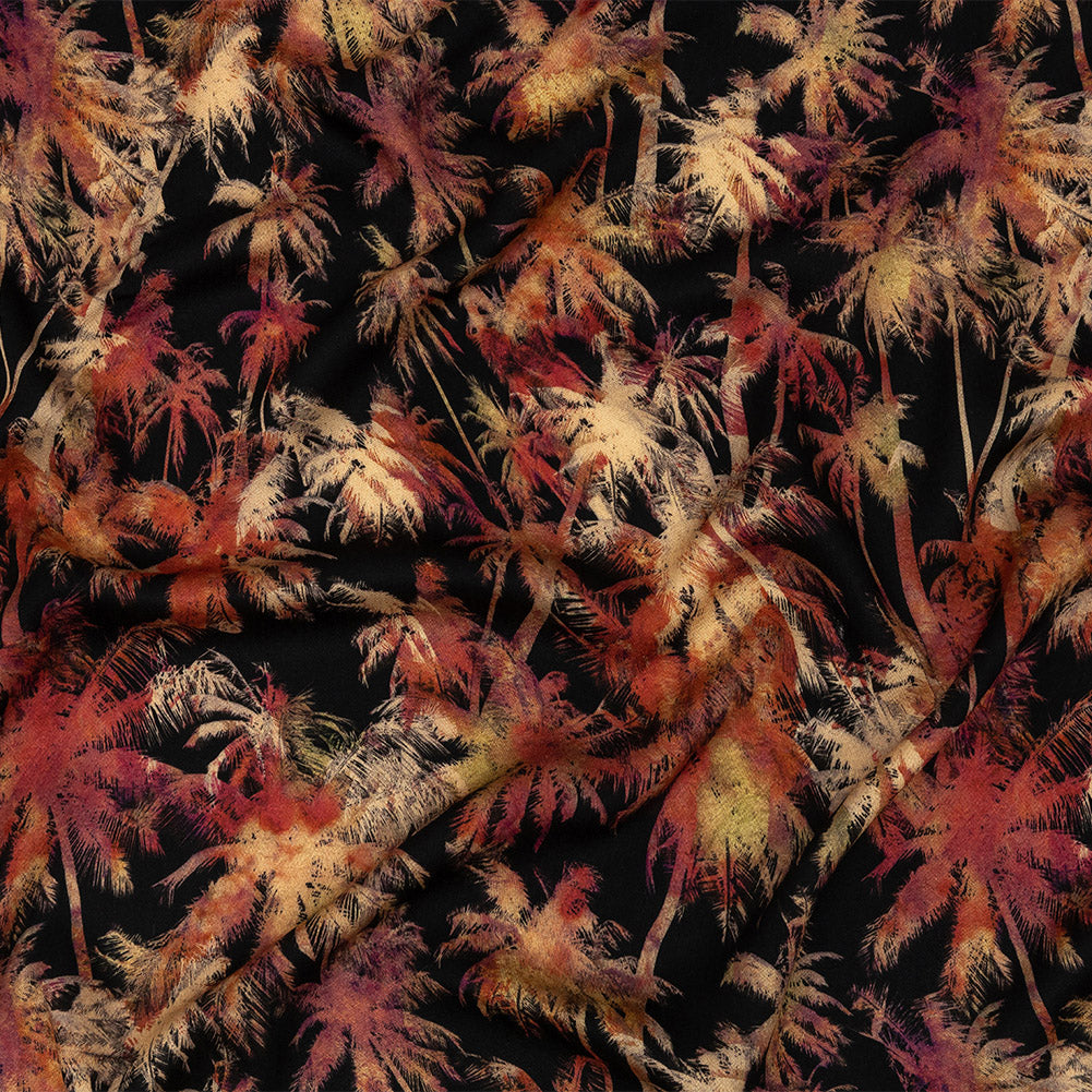Rayon Challis - Black and Pink Palm Trees - Pindorama Print - Mood Exclusive Rio Collection - Joann Fabrics