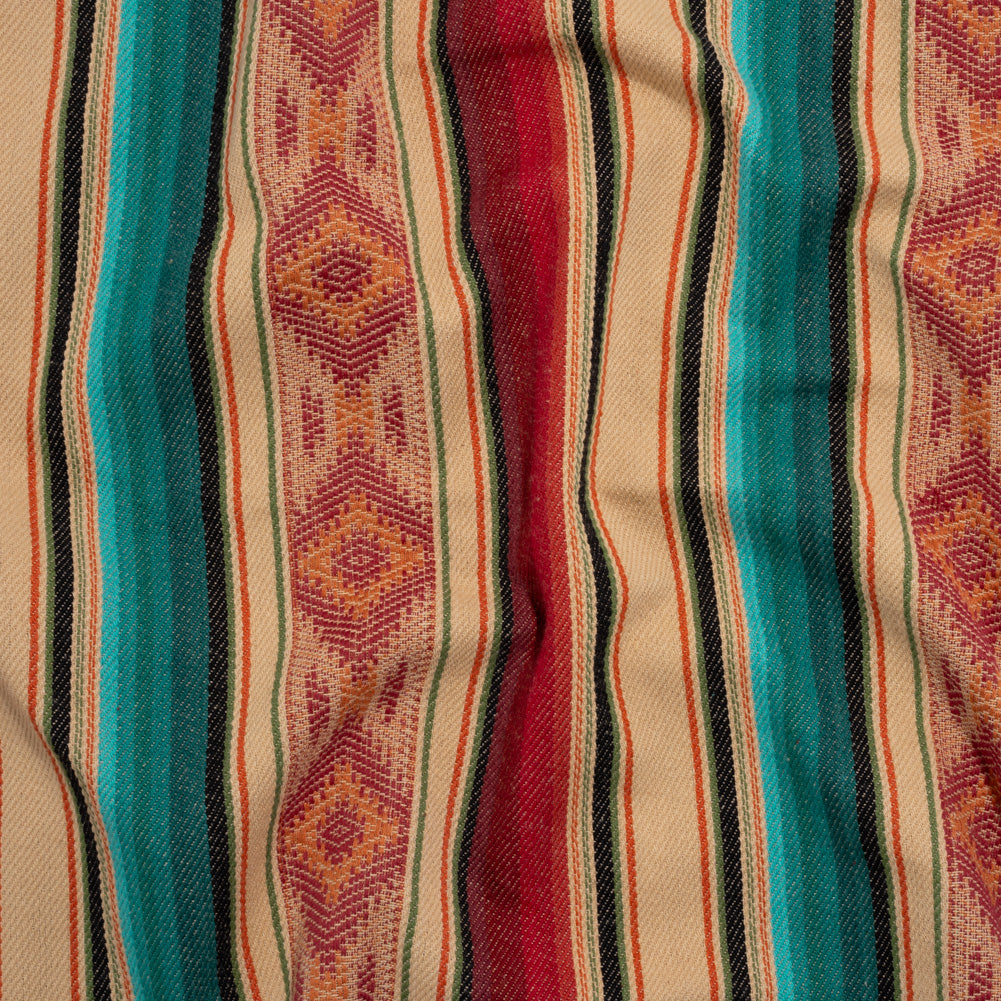 Arizona Red, Beige and Turquoise Diamond and Ombre Stripes Cotton Twill - Joann Fabrics