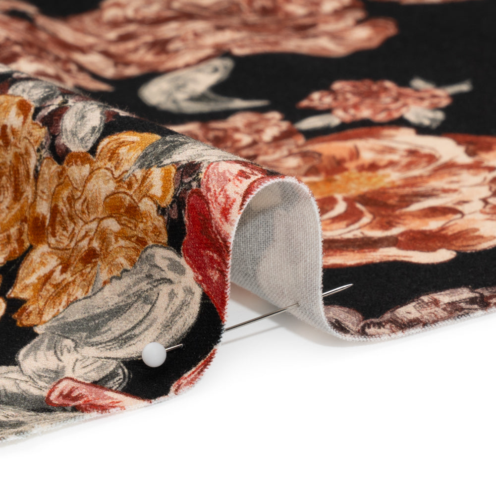 Brushed Stretch Cotton Twill Print - Black and Brown Floral - Mood Exclusive Lunchtime at Washburn - Joann Fabrics
