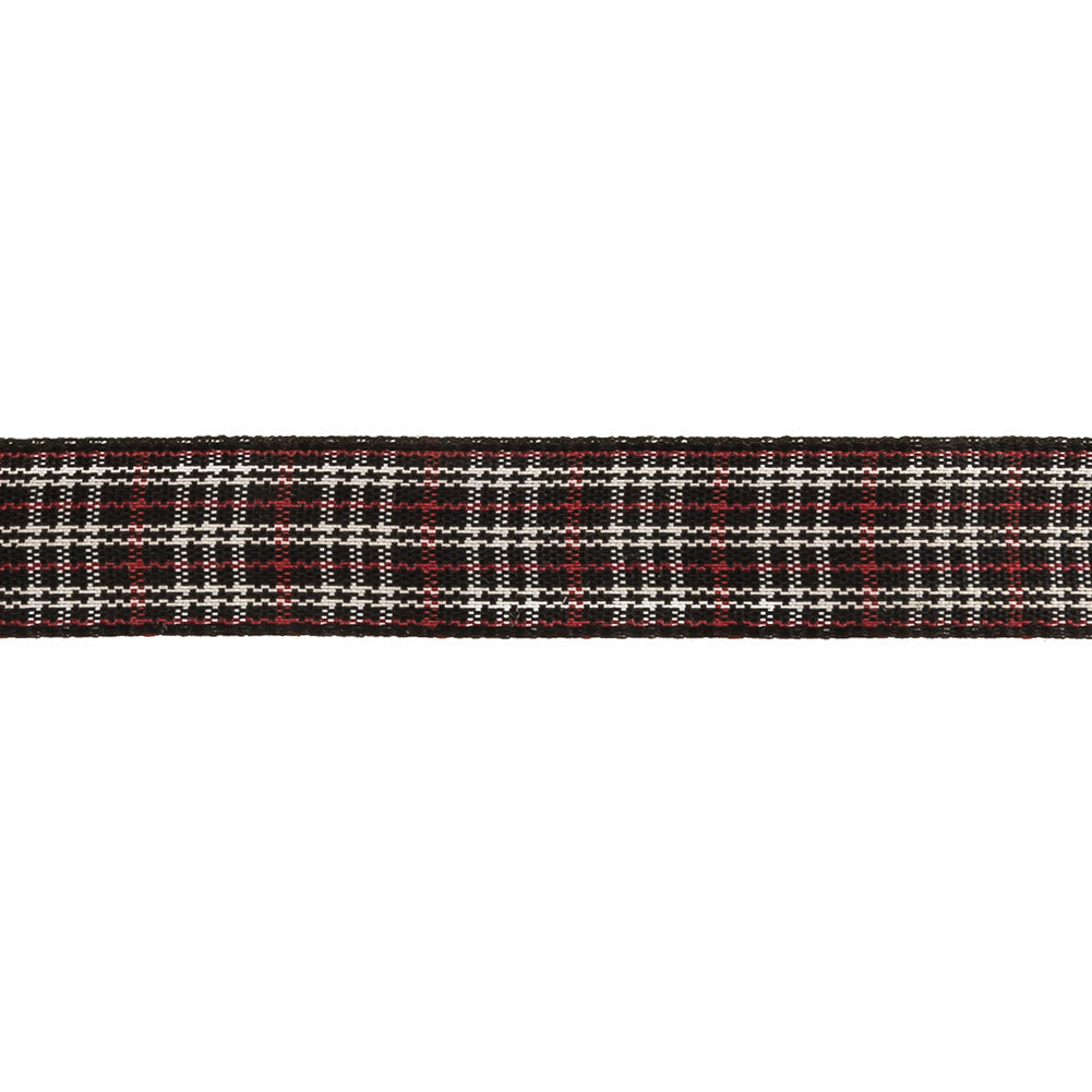 Meteorite, Red and White Plaid Woven Ribbon - 0.625