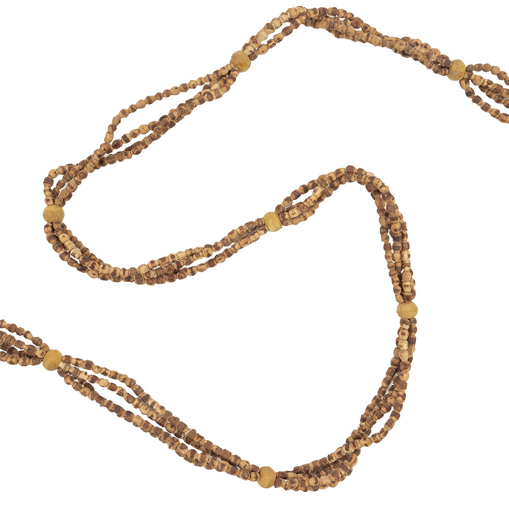 Vintage Beige and Natural Wood Beaded Four Strand Belt - 58