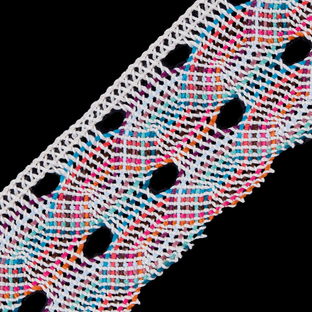 Ivory Multicolor Crochet Trim - 1.75