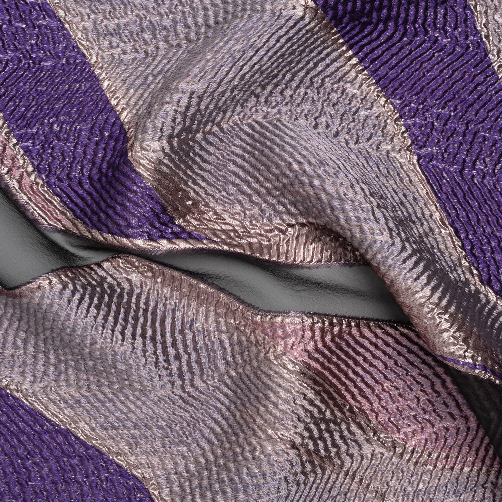Metallic Rayon and Polyester Burnout Brocade - Orchid, Purple and Rose Gold Soft Geometric Abstract - Joann Fabrics