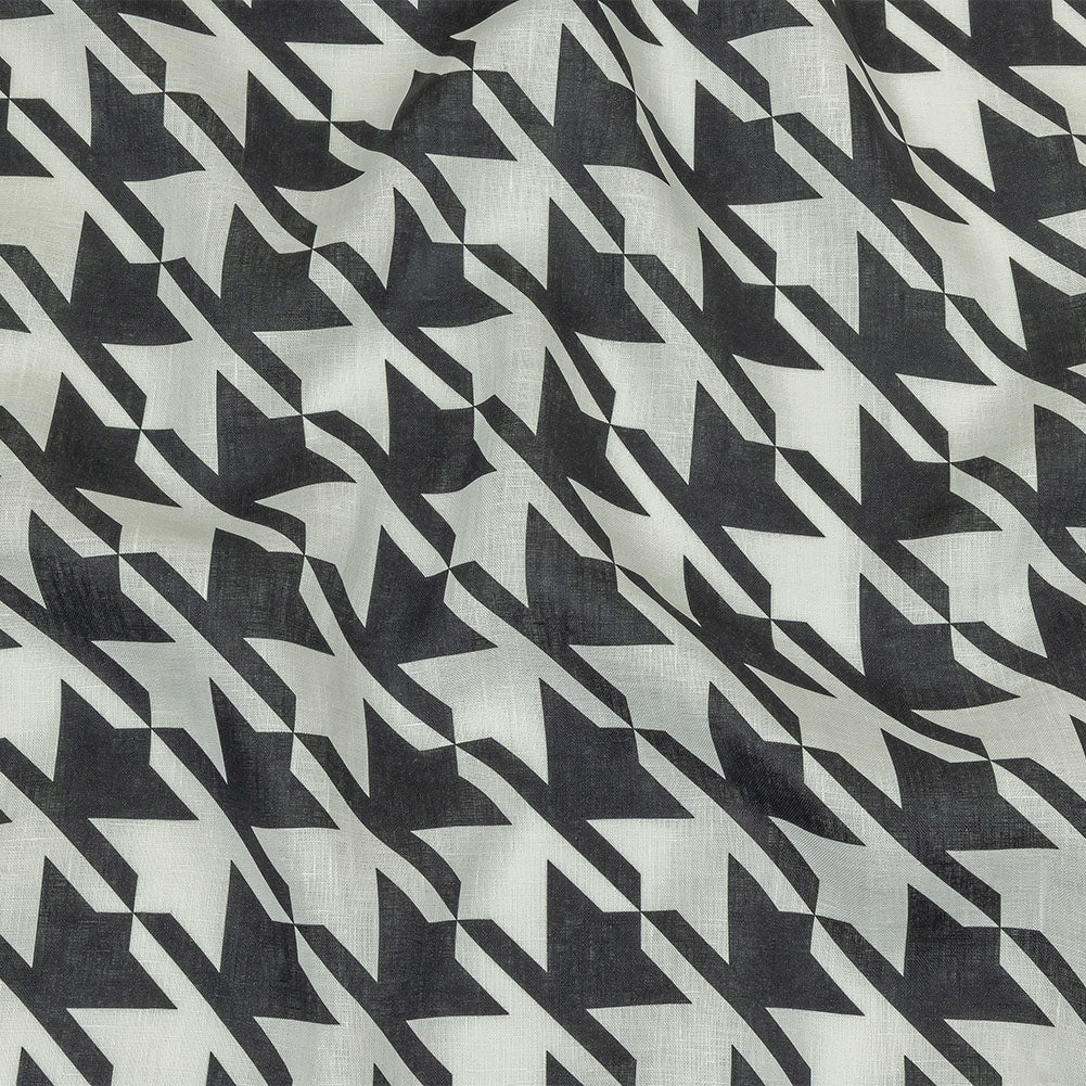 Black and White Oversized Houndstooth Printed Medium Weight Linen Woven - Joann Fabrics
