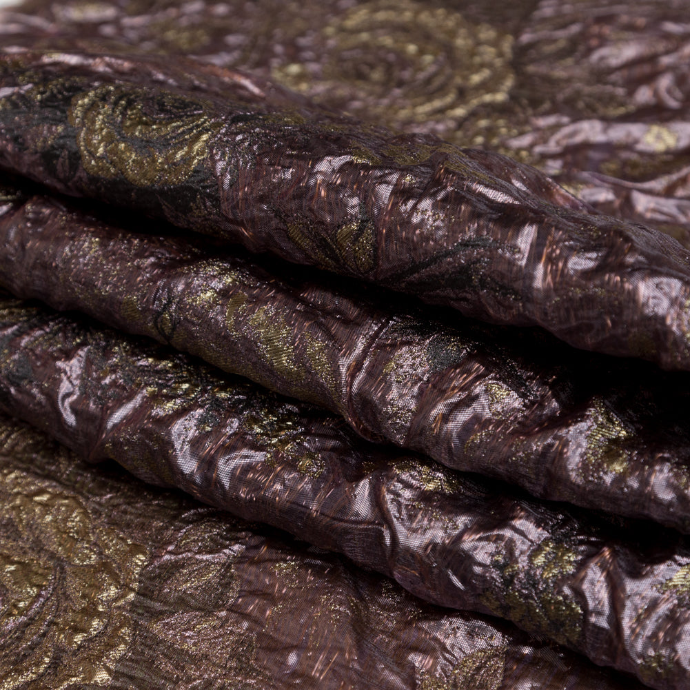 Metallic Mauve Wine and Golden Egg Floral Luxury Double Layer Organza Brocade - Joann Fabrics