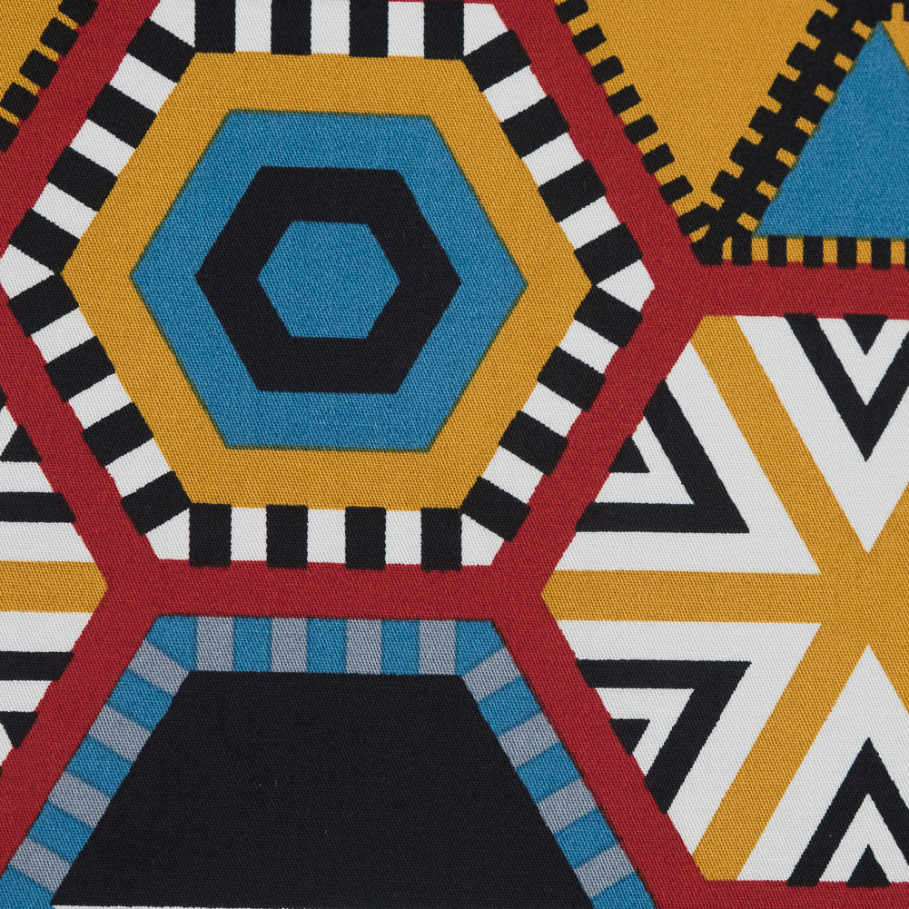 Red, Yellow and Blue Geometric Stretch Cotton Poplin - Joann Fabrics