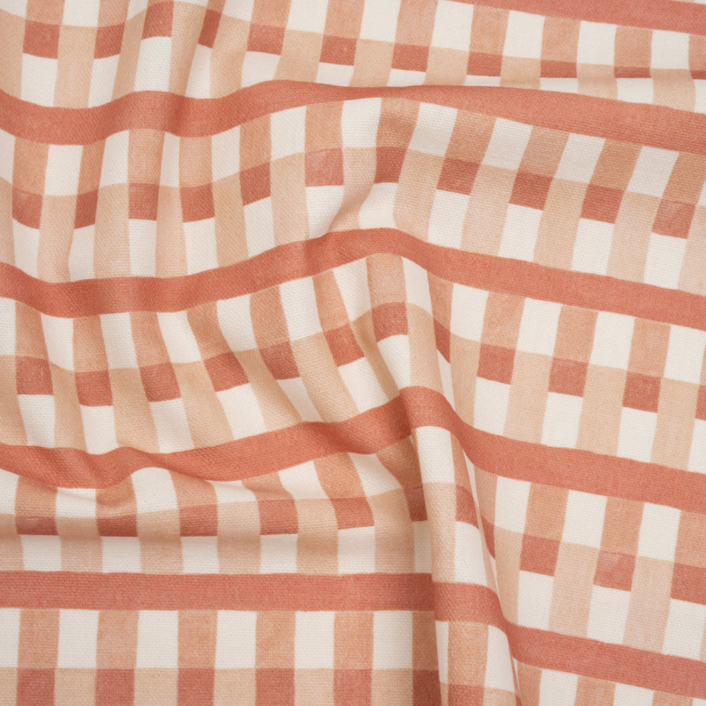 Cotton and Linen Canvas Print - Raspberry Geometric Block Stripes - British Imported - Joann Fabrics