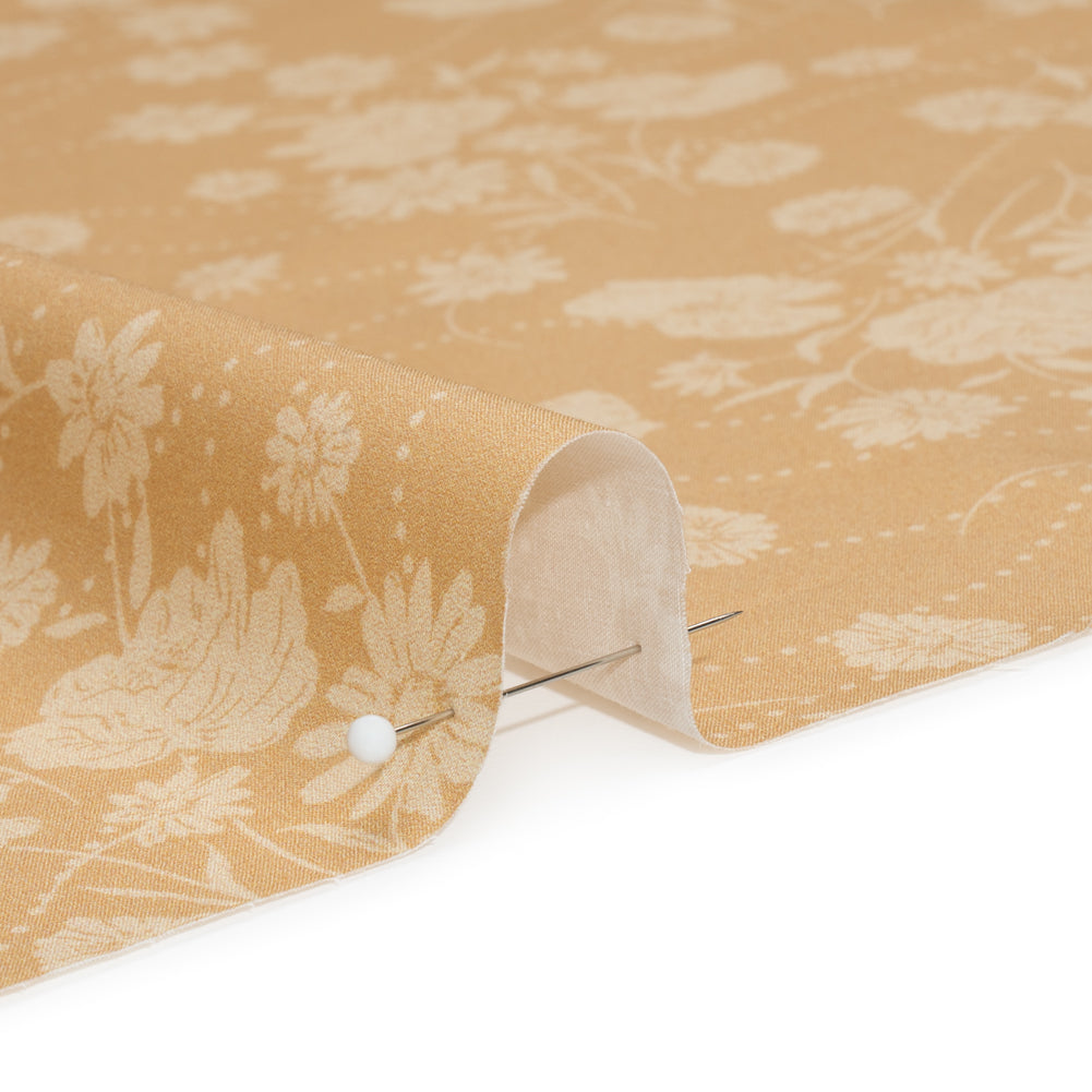 Stretch Cotton Poplin Print - Beige Flowers and Dotted Lines - Mood Exclusive Errands of Bees - Joann Fabrics