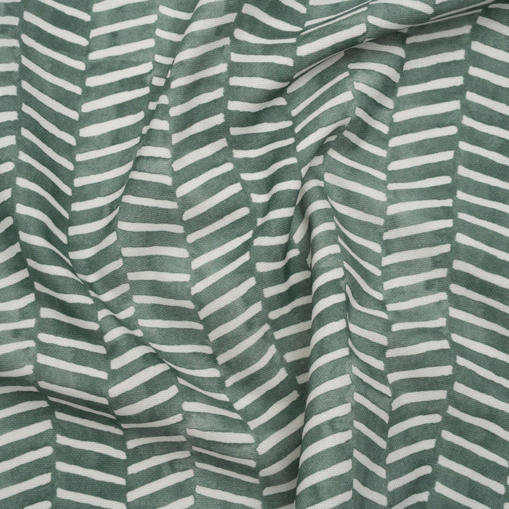 Brushed Cotton and Linen Canvas Print - Kingfisher Painted Herringbone - British Imported - Joann Fabrics
