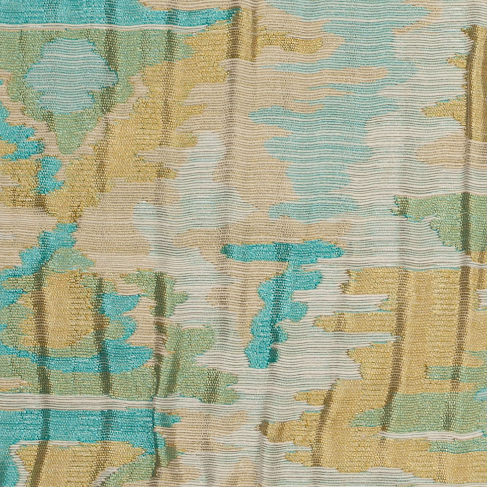 Indian Blue/Yellow Ikat-Like Geometric Poly/Cotton Brocade - Joann Fabrics