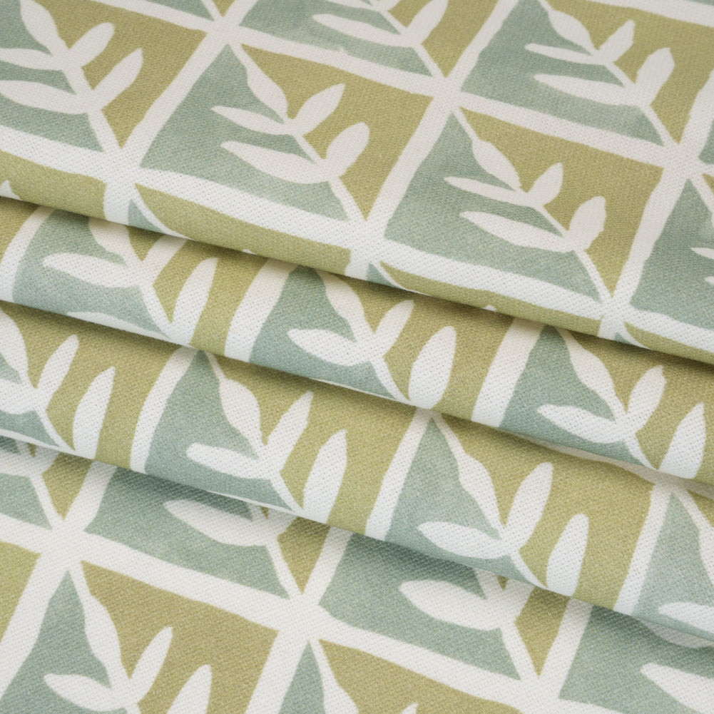 Brushed Cotton and Linen Canvas Print - Pistachio Leaves in Diamonds - British Imported - Joann Fabrics