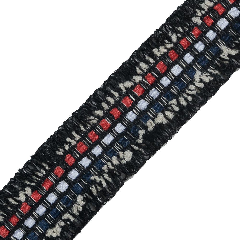 Italian Black, Red and Blue Woven Trim - 1.125