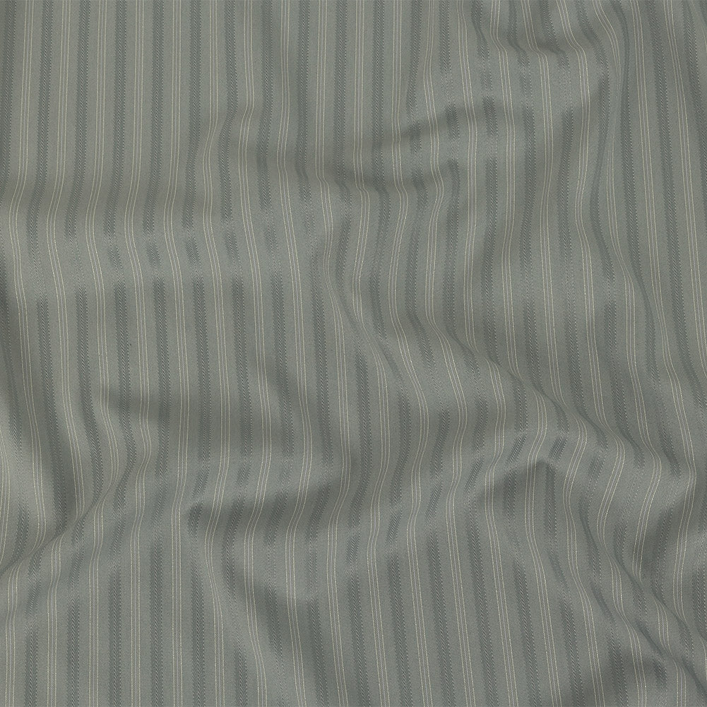 Cool Gray Satin-Faced Twill Stripes Stretch Polyester Suiting with Metallic White Pinstripes - Joann Fabrics