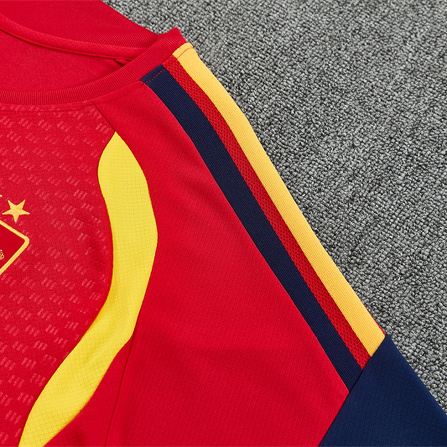 Spain 2026 Two Stars Kids Short-Sleeve Training Set - Red Top & Deep Blue Shorts - UnitedFutballJersey