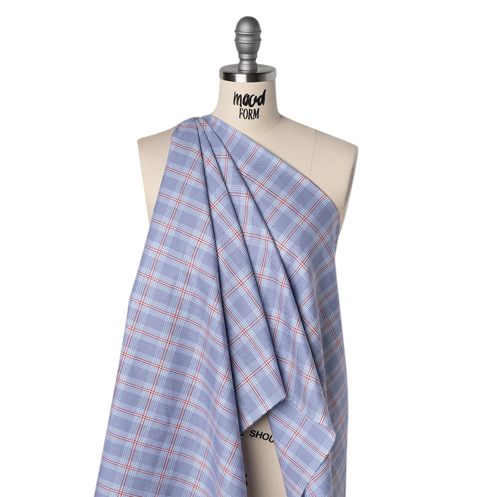 Soft Cotton Twill Shirting - Blue, Red and White Plaid - Deadstock - Joann Fabrics
