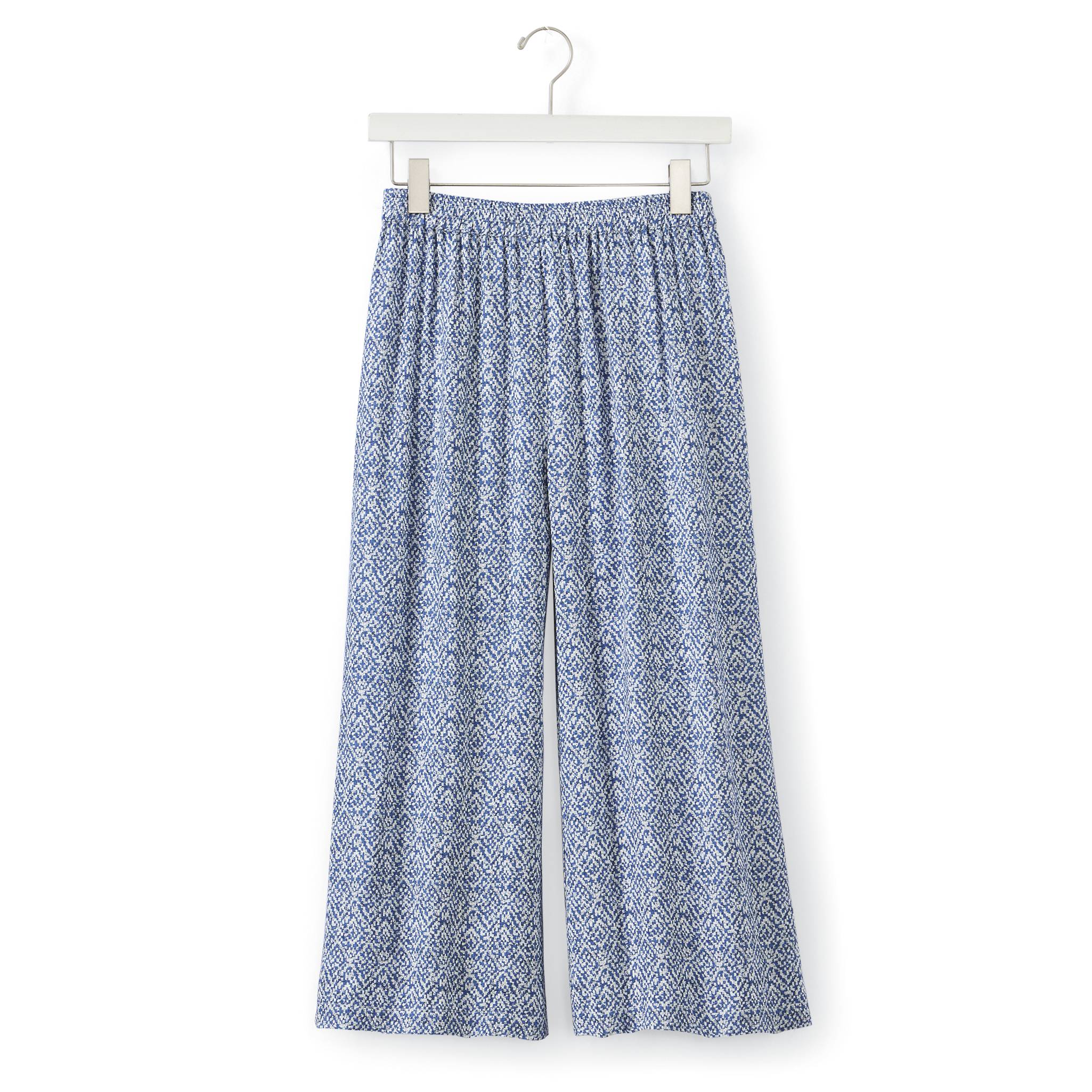 Lightweight Abstract-Print Crepe Capris, Elastic Waist - Northstyle Catalog