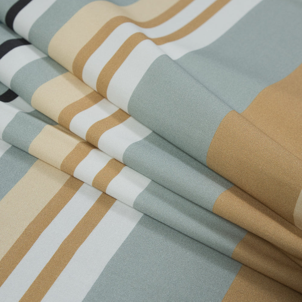 Stretch Cotton Sateen - Blue and Beige Stripes - Krishna's Meditation Print - Mood Exclusive Surya Collection - Joann Fabrics