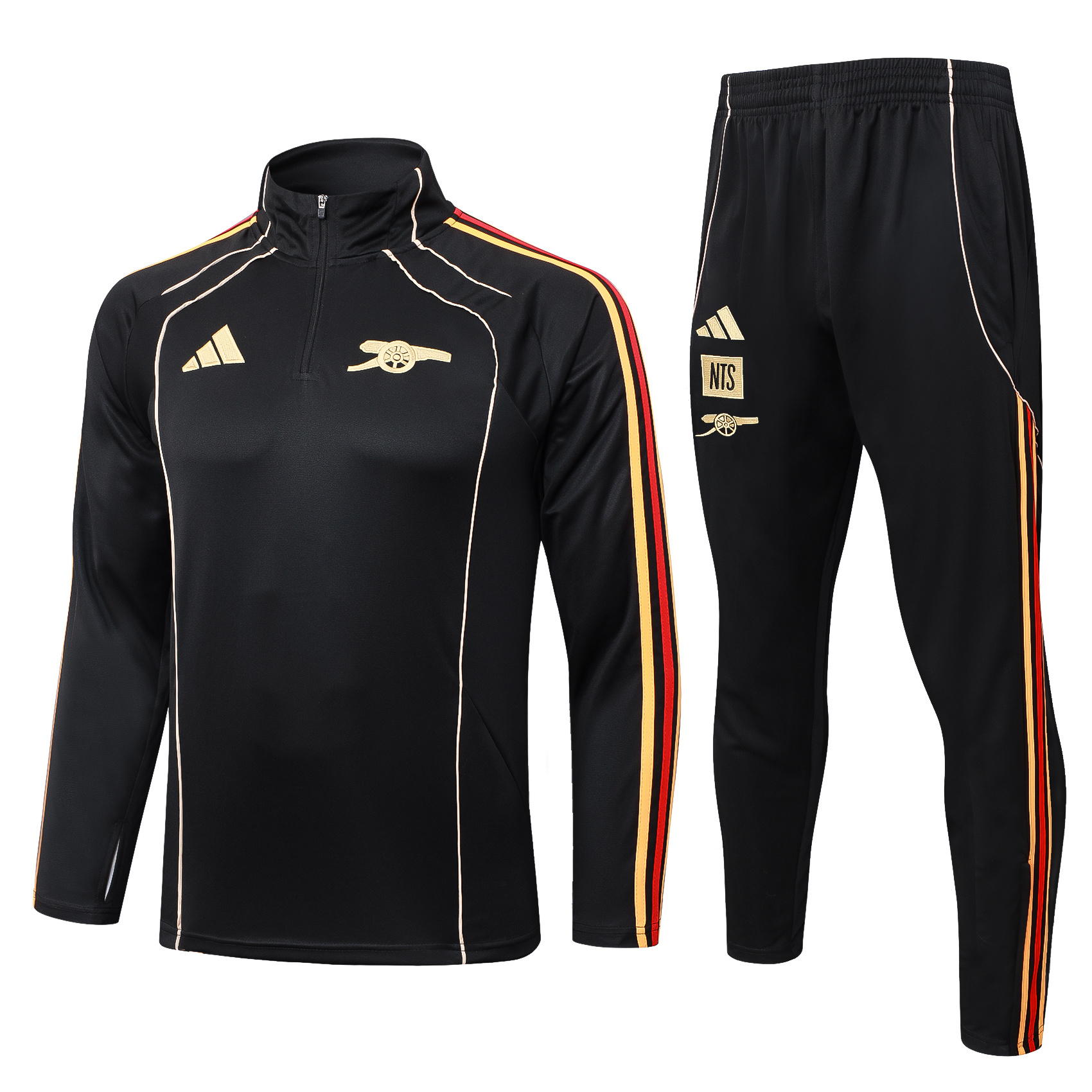 2025/2026 Arsenal Half-Pull Training Suit Black retro style Football Shirt 1:1 Thai Quality Set