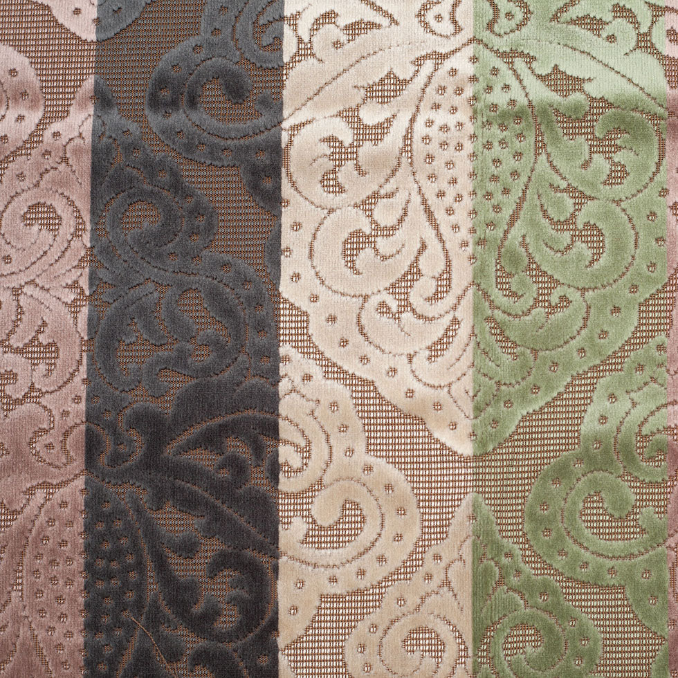Green/Pink Stiped Damask Cut-Out Velvet - Joann Fabrics