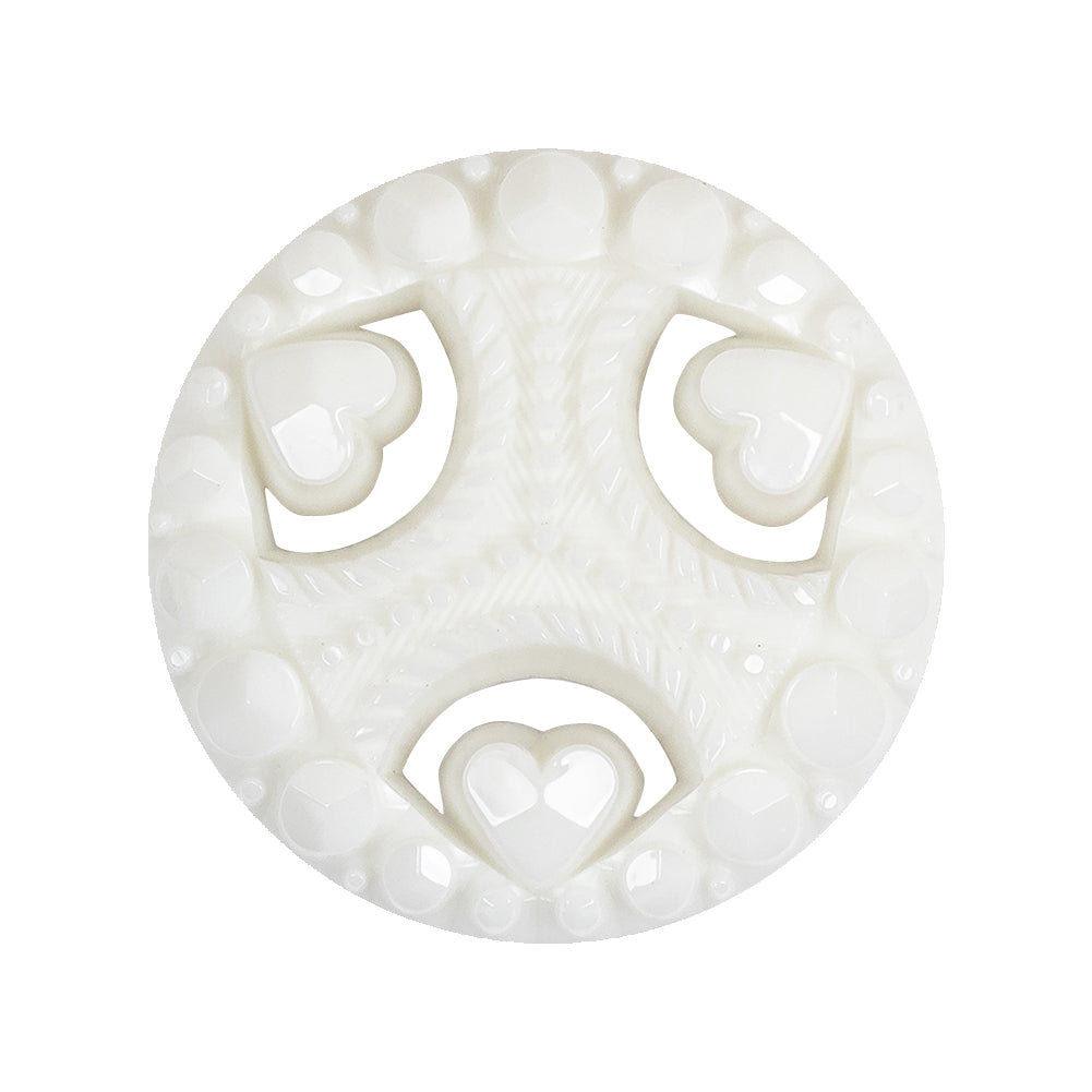 Italian White Studs and Hearts Open Framework Shank Back Button - 44L/28mm - Joann Fabrics