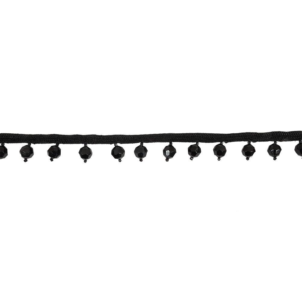 Vintage Black Faceted Bead Fringe - 0.875