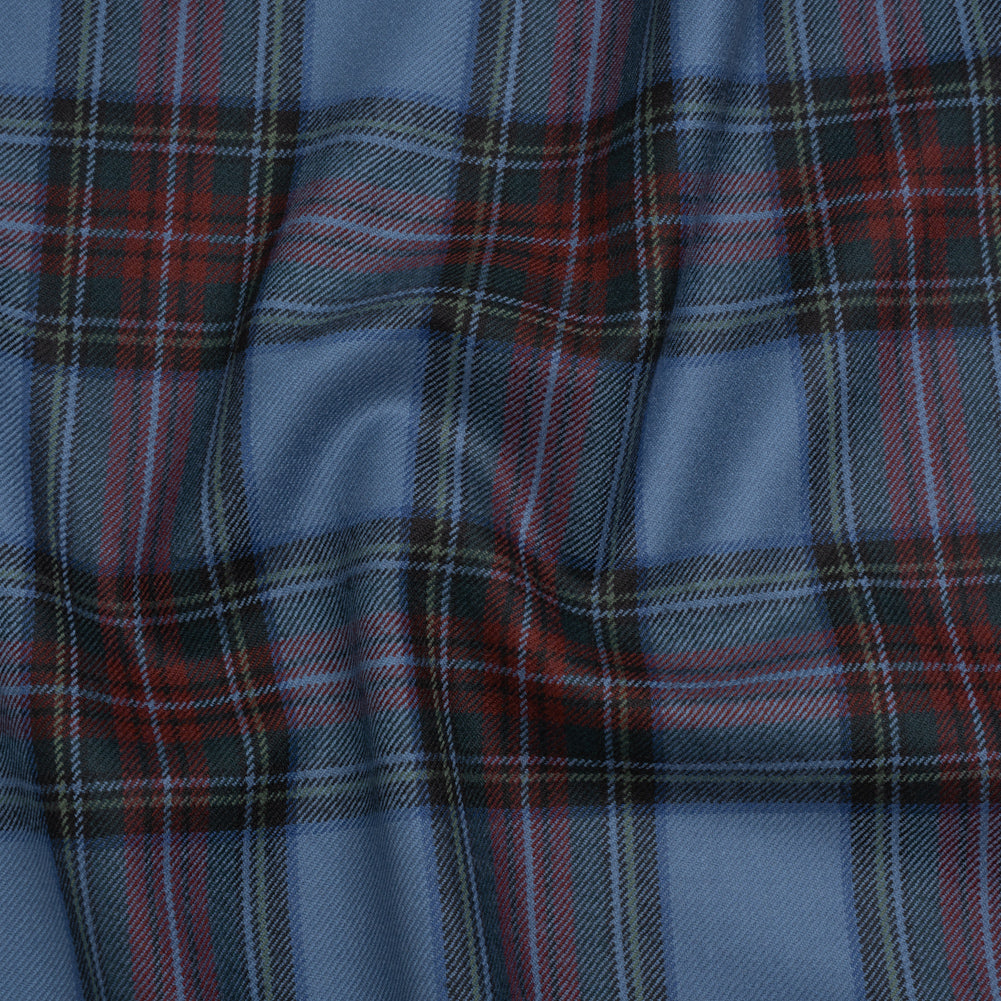 Virgin Wool Twill Made in Italy - Blue and Dark Red Plaid - Joann Fabrics