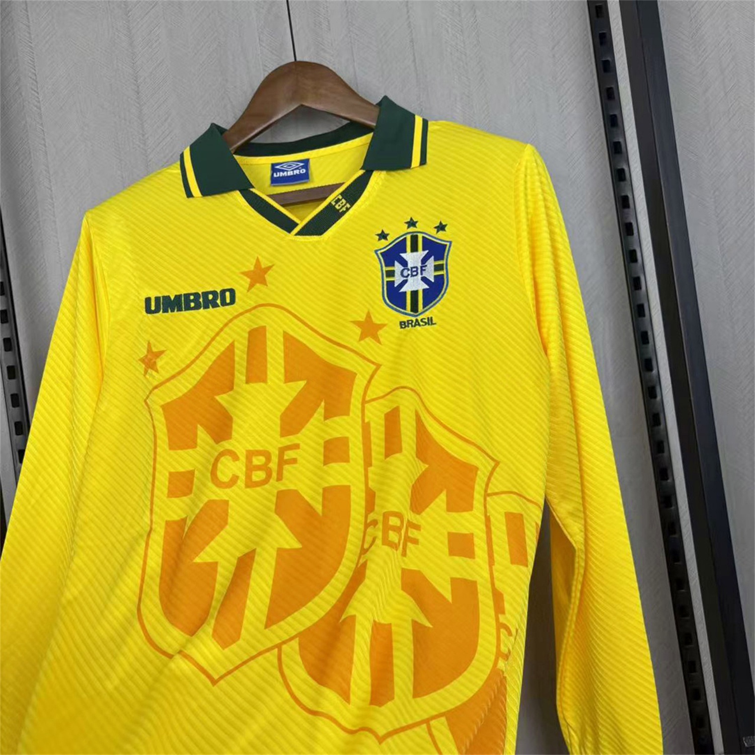 Retro Brazil 1994 Home Long Sleeves Jersey - Fans Version - UnitedFutballJersey