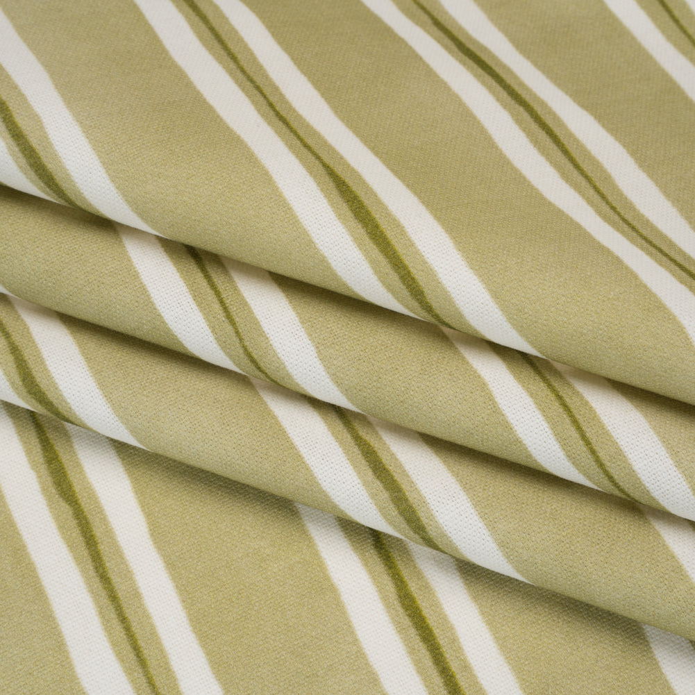 Brushed Cotton and Linen Canvas Print - Pistachio Painted Stripes - British Imported - Joann Fabrics