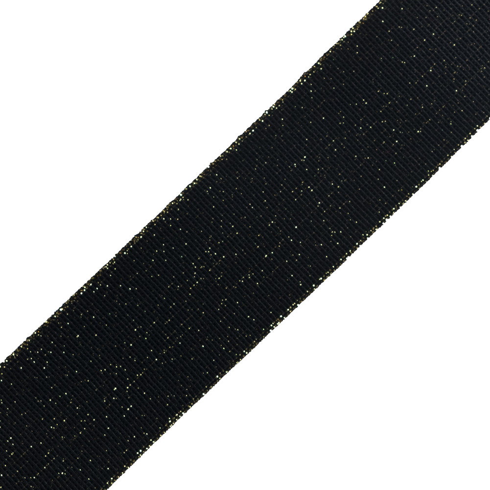 Italian Black and Metallic Gold Elastic Trim - 1.25