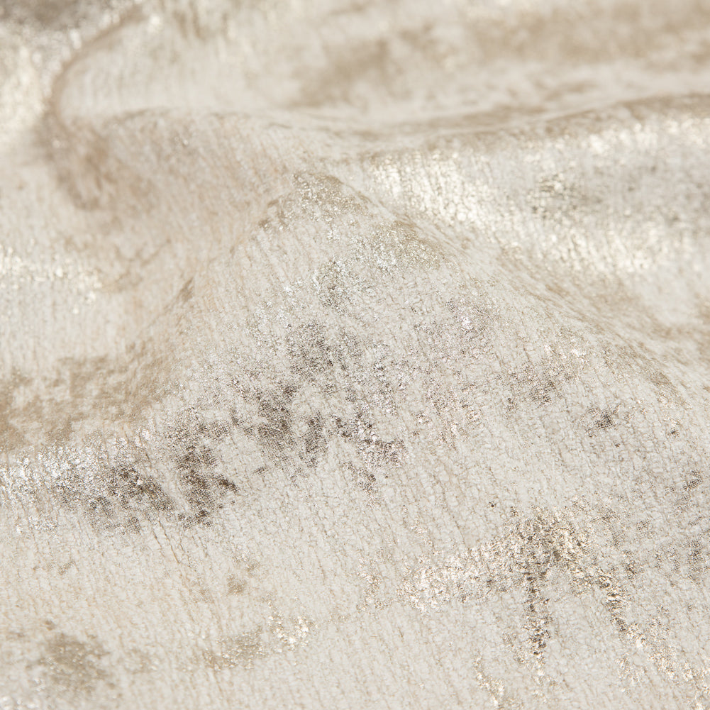 Beige Polyester Chenille with Metallic Gold Foil - Joann Fabrics
