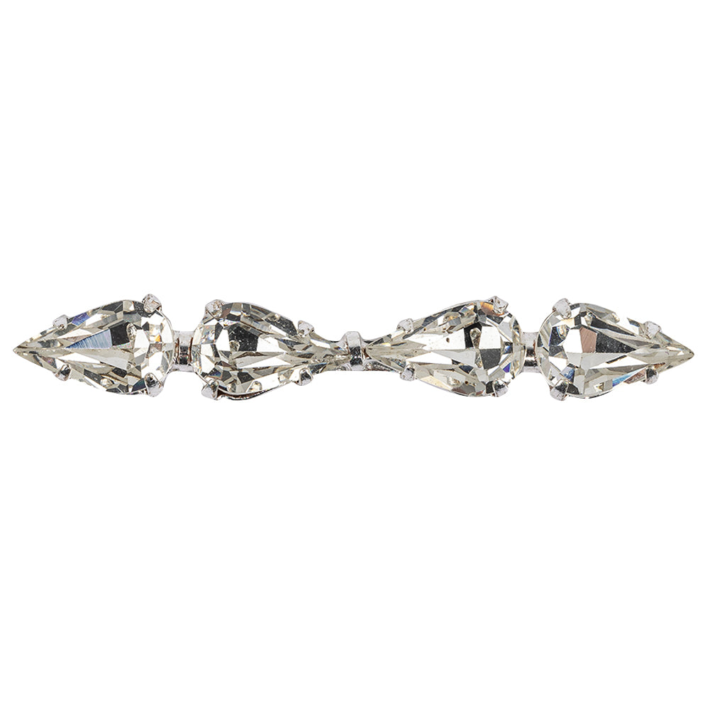Vintage Swarovski Crystal and Silver Metal Pear Cut Sew-on Ornament - 2.25