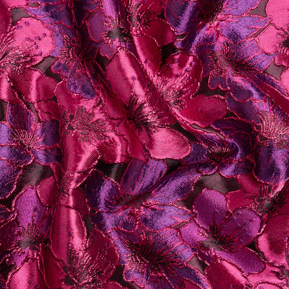 Metallic Hot Pink and Purple Floral Frolic Luxury Brocade - Joann Fabrics