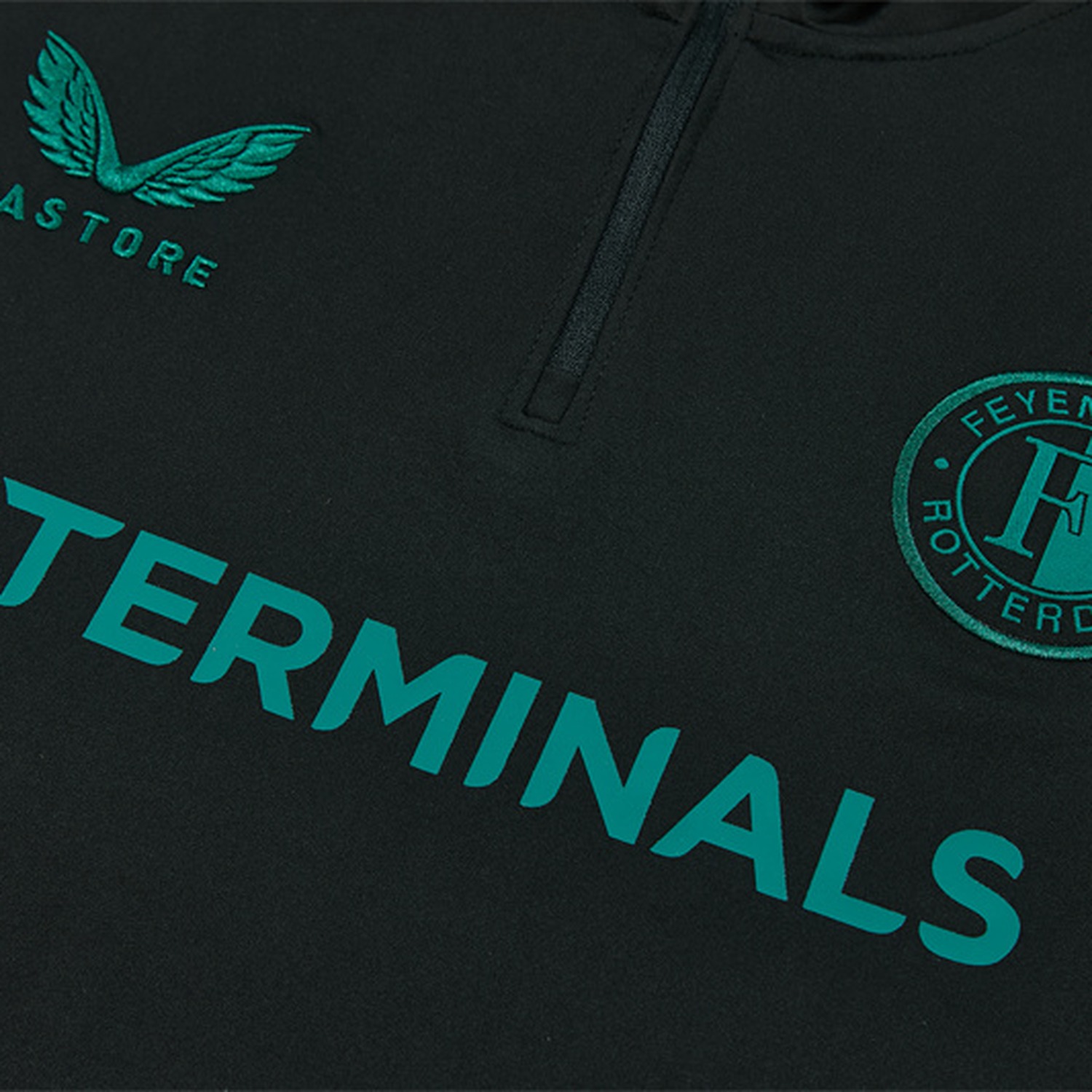 Feyenoord 26-27 Long Sleeve Training Set - Black With Green Top & Black Pants - UnitedFutballJersey