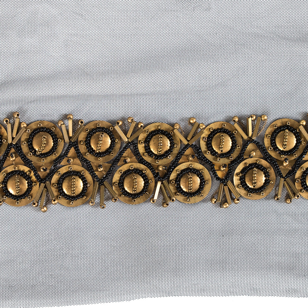 Fancy Gold Metal Beaded Trim - 2.5