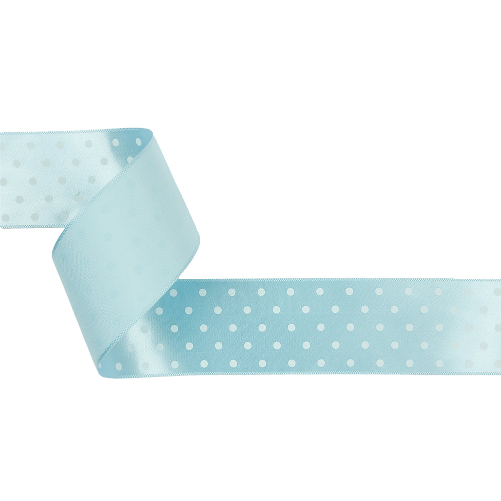 Baby Blue and White Polka Dot Satin Ribbon - 1.5