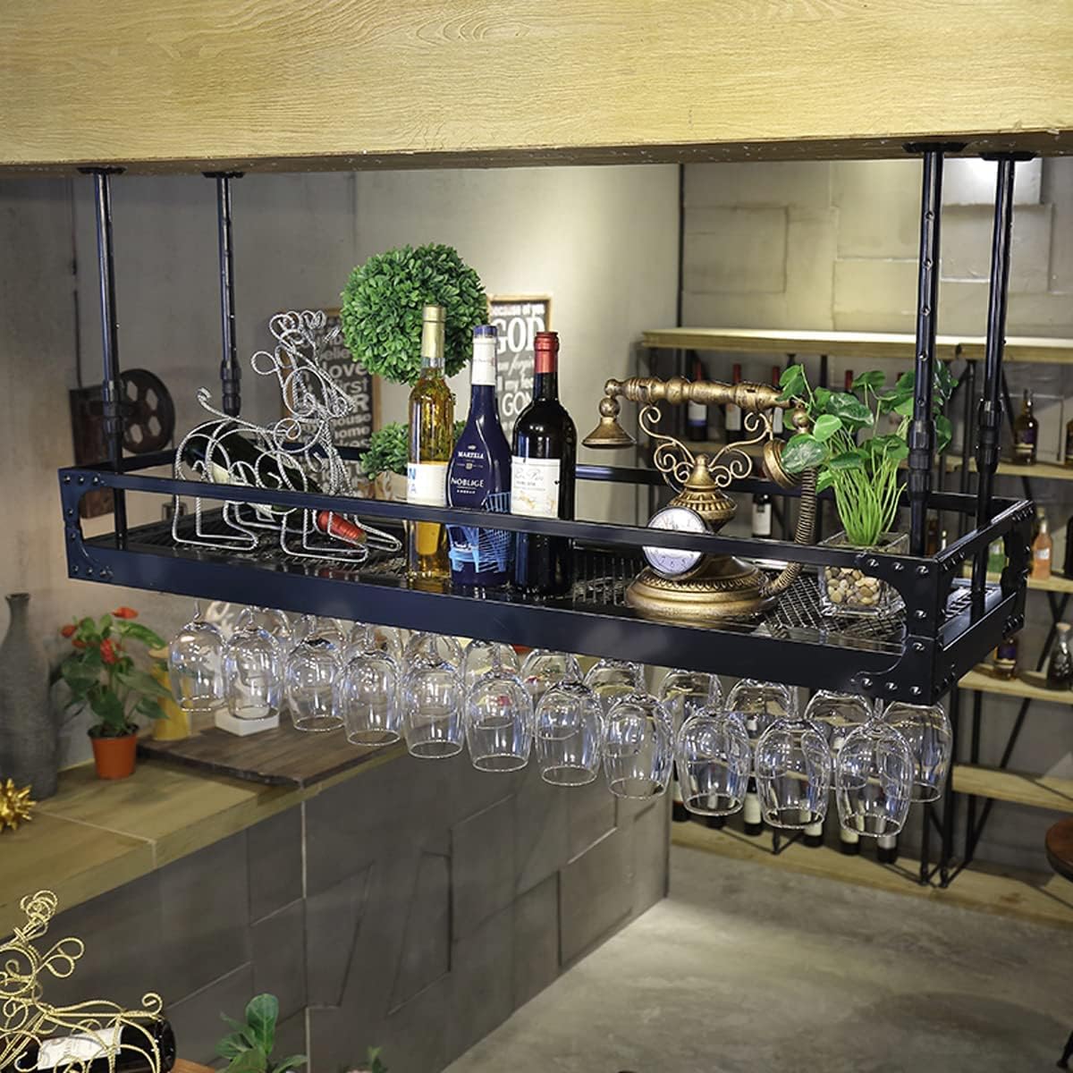 Hanging Wine Glass Rack Industrial Vintage Metal Bar Wine Glass hanging-wine-glass-rack-industrial-vintage-metal-bar-wine-glass