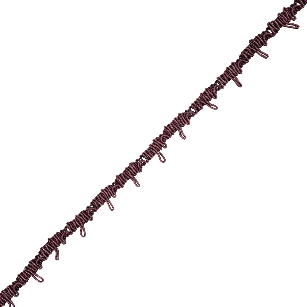 Famous NYC Designer Plum Wine Button Loop Gimp Braided Trim - 0.75