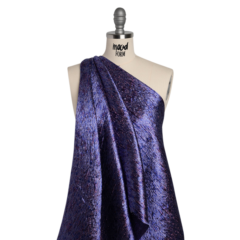 Metallic Brocade - Periwinkle, Royal Blue and Purple Mottled Abstract - Joann Fabrics