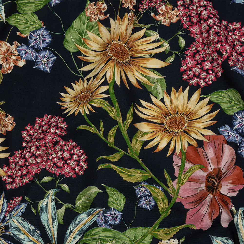 Stretch Cotton Canvas Print - Navy, Red, Yellow and Blue Floral - Mood Exclusive Lucid Dream - Joann Fabrics